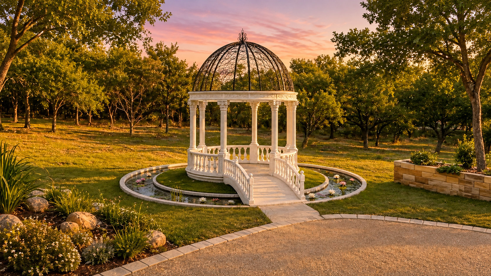Design rendering of the Dove Dome and circular water feature